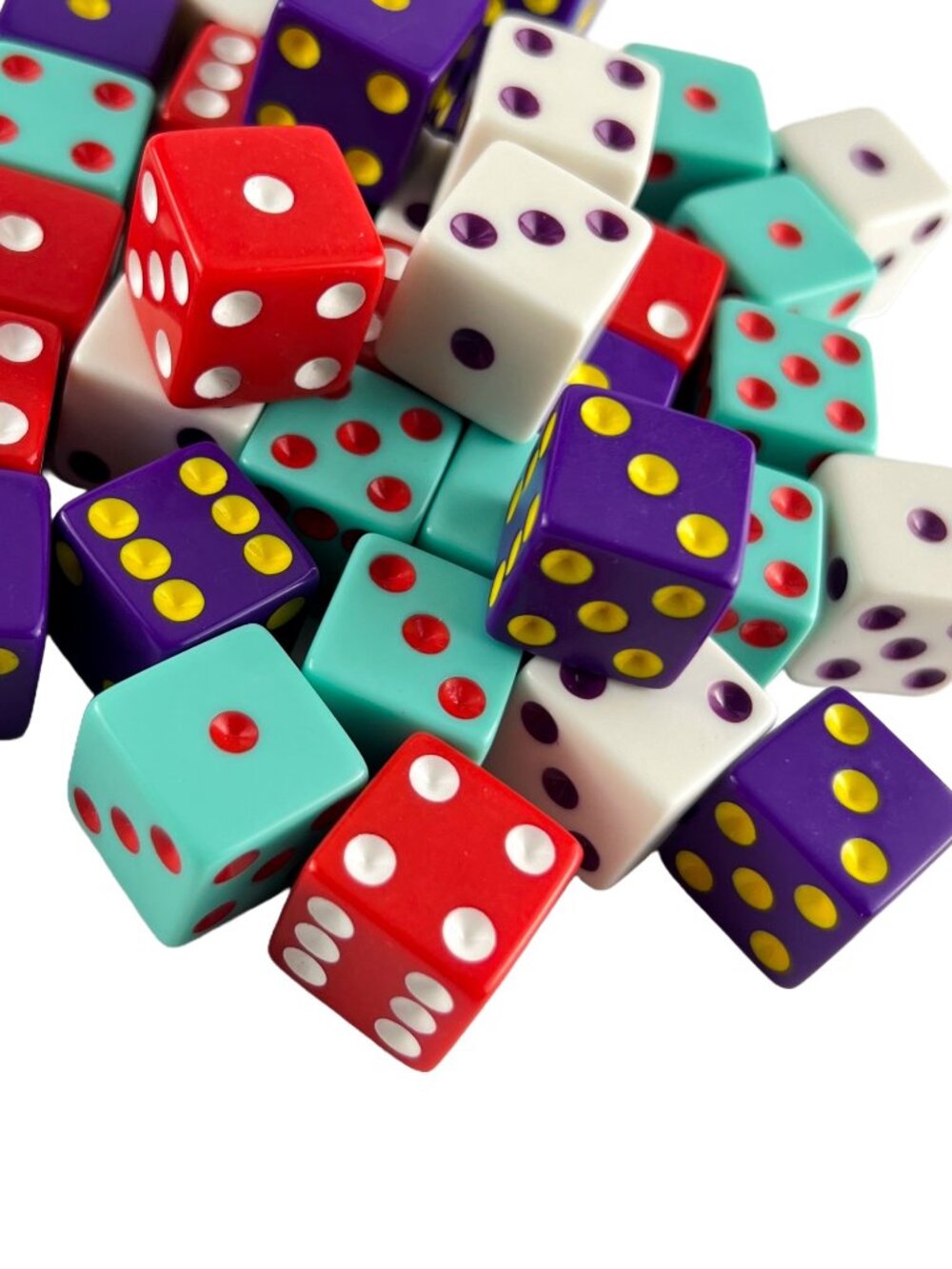 Lot of 38 Vibrant Multi-Colored Dice — 1/2 Inch Game Night Replacement Set